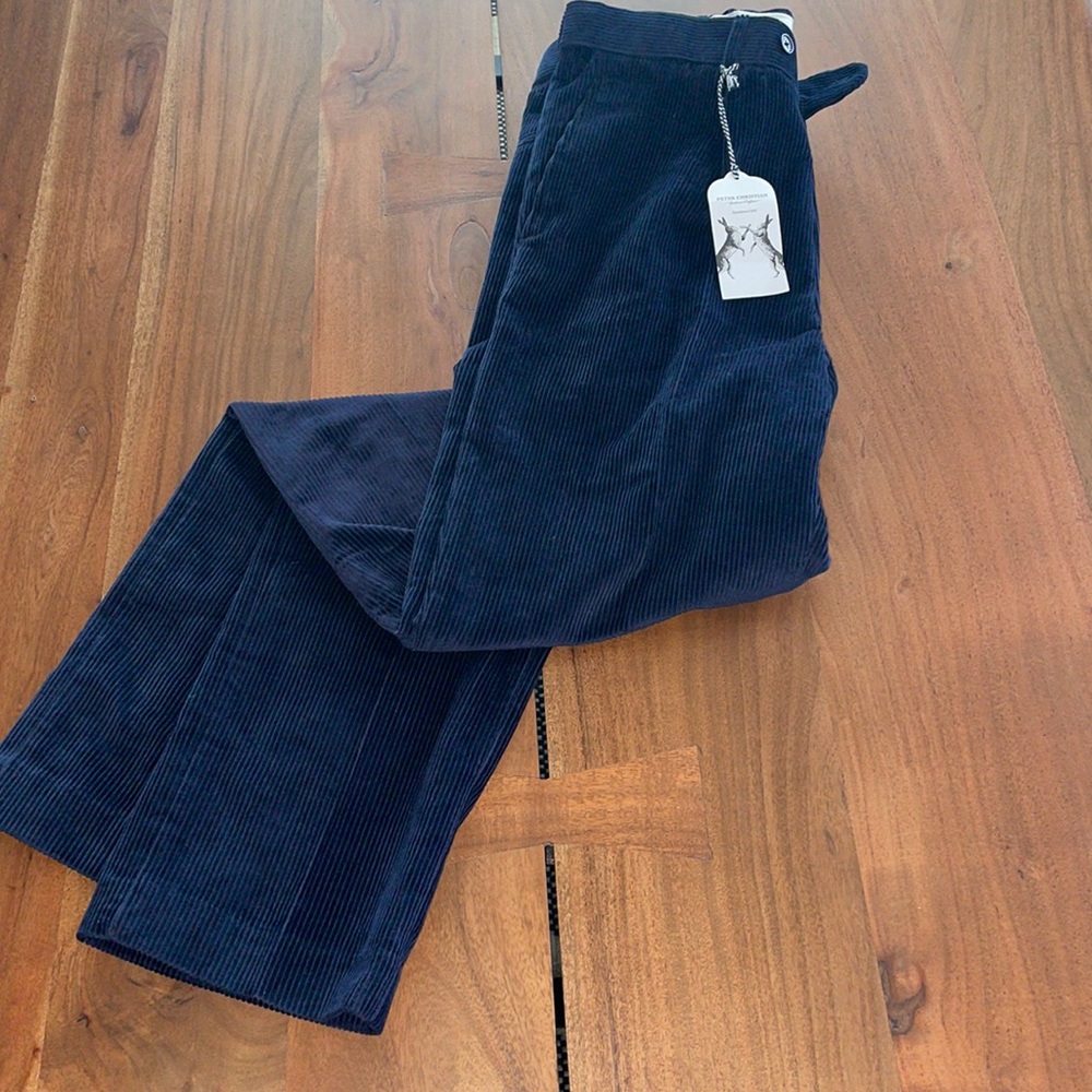 Peter Christian Navy Blue Pleated County Corduroy Pants 36”W 33”L